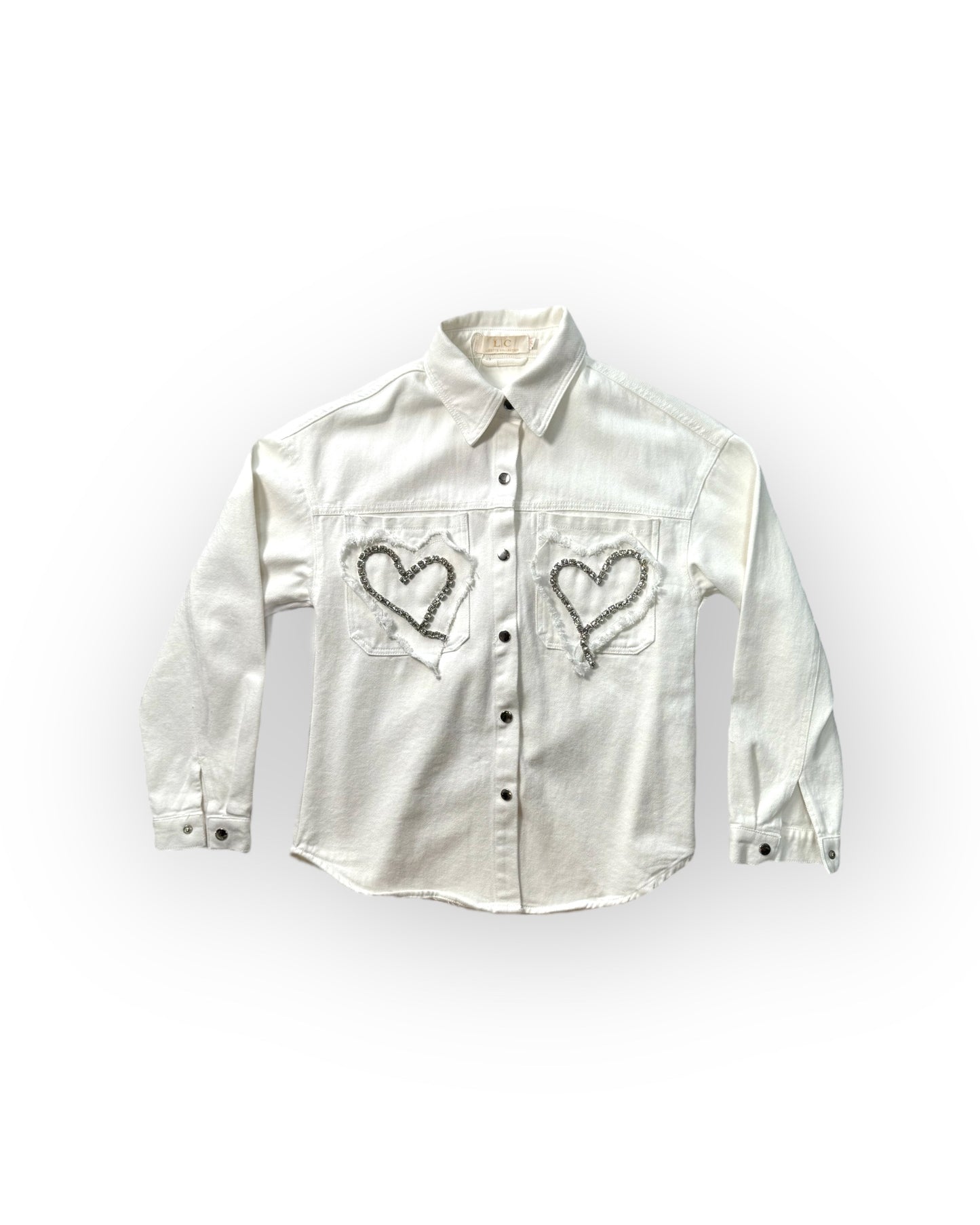 Shirt with Heart Jewelry Accents