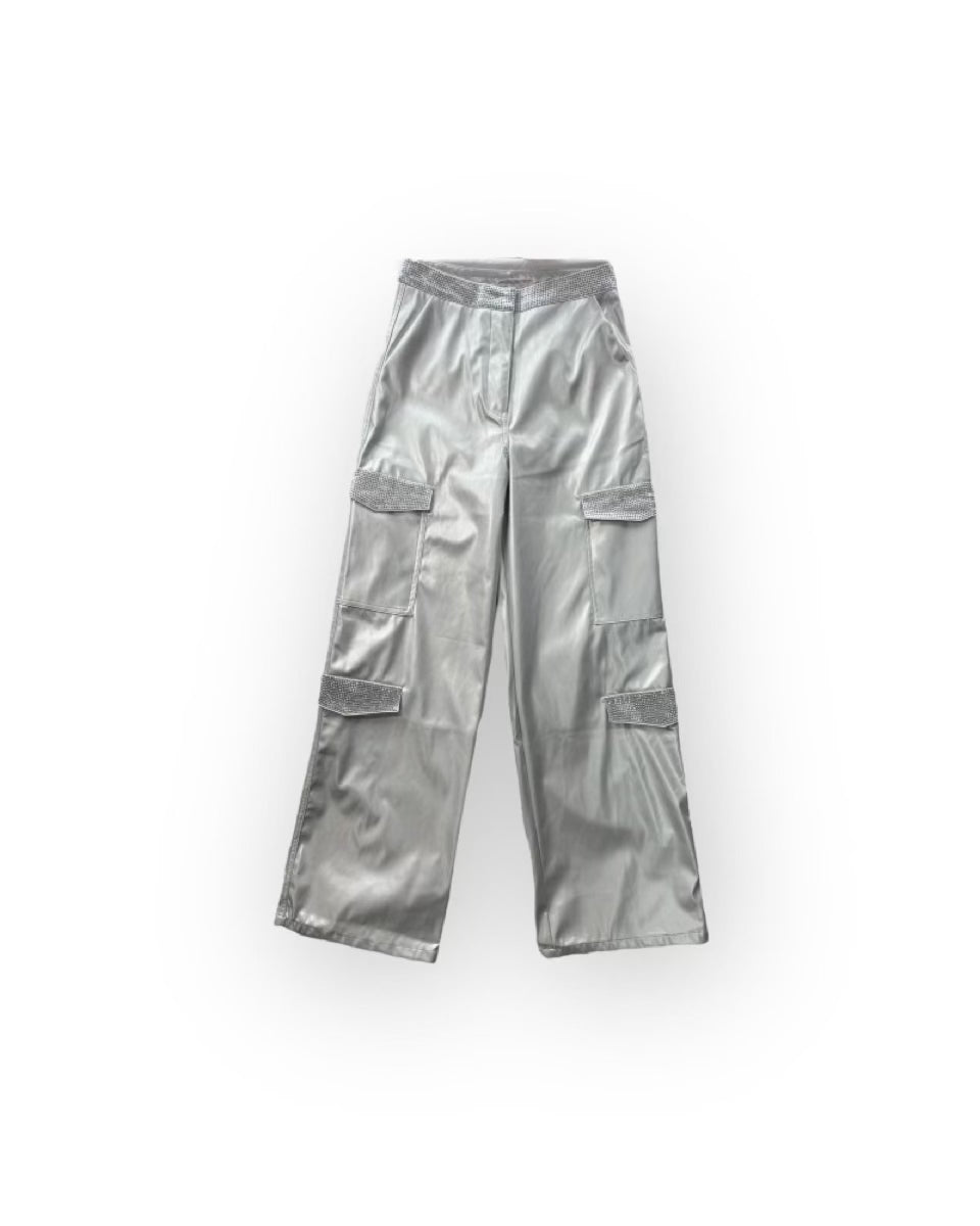 Shimmering Silver Pocket Pants