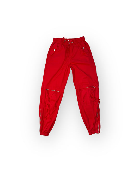 Red Zipper Joggers