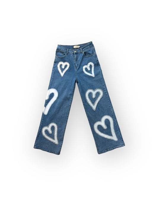 Blue Jeans with White Hearts